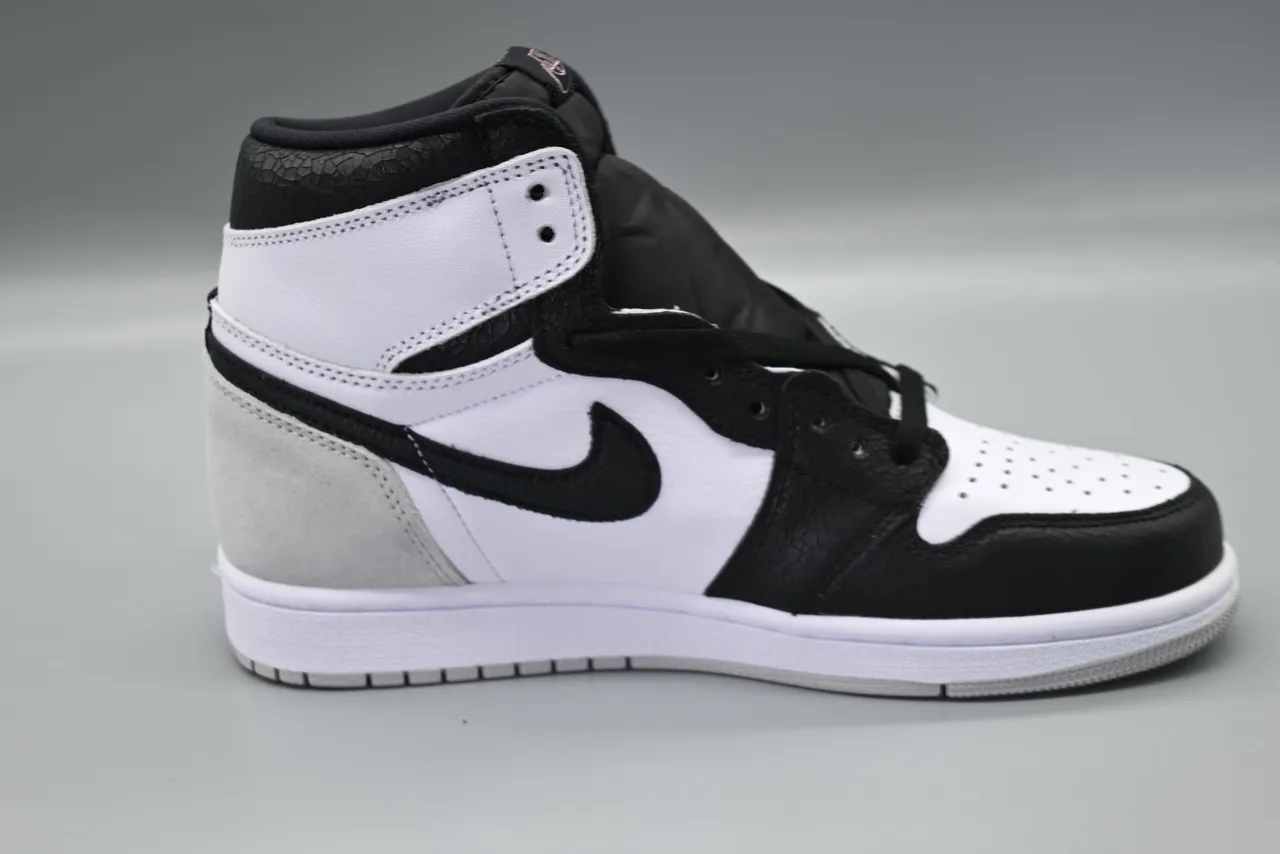 Air Jordan 1 सफेद काला हाई-टॉप लेदर-स्वेड मिक्स बास्केटबॉल जूते 2