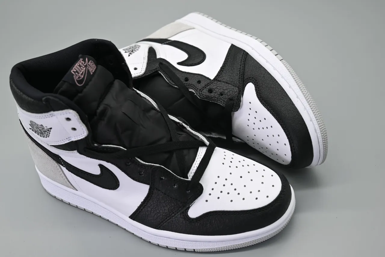 Air Jordan 1 सफेद काला हाई-टॉप लेदर-स्वेड मिक्स बास्केटबॉल जूते 4
