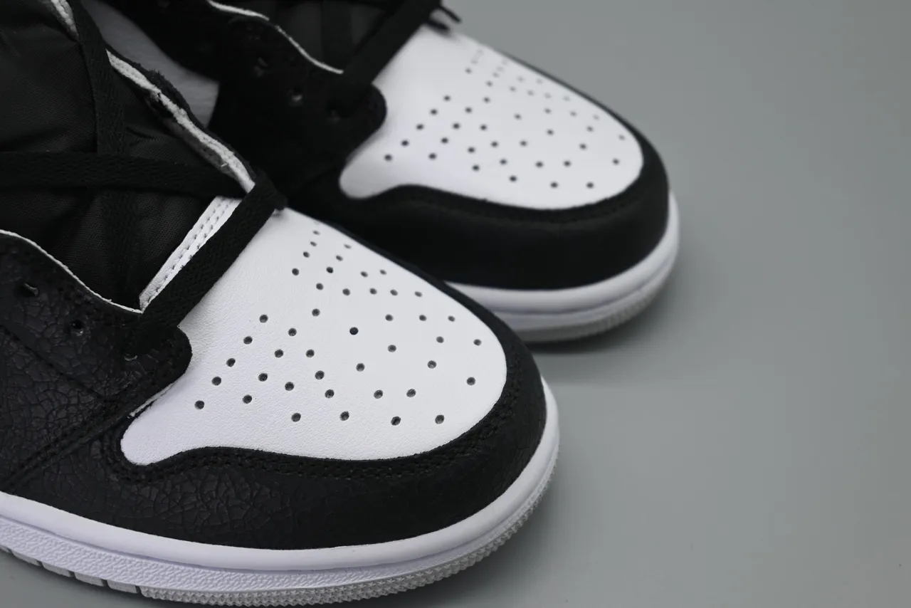 Air Jordan 1 सफेद काला हाई-टॉप लेदर-स्वेड मिक्स बास्केटबॉल जूते 5