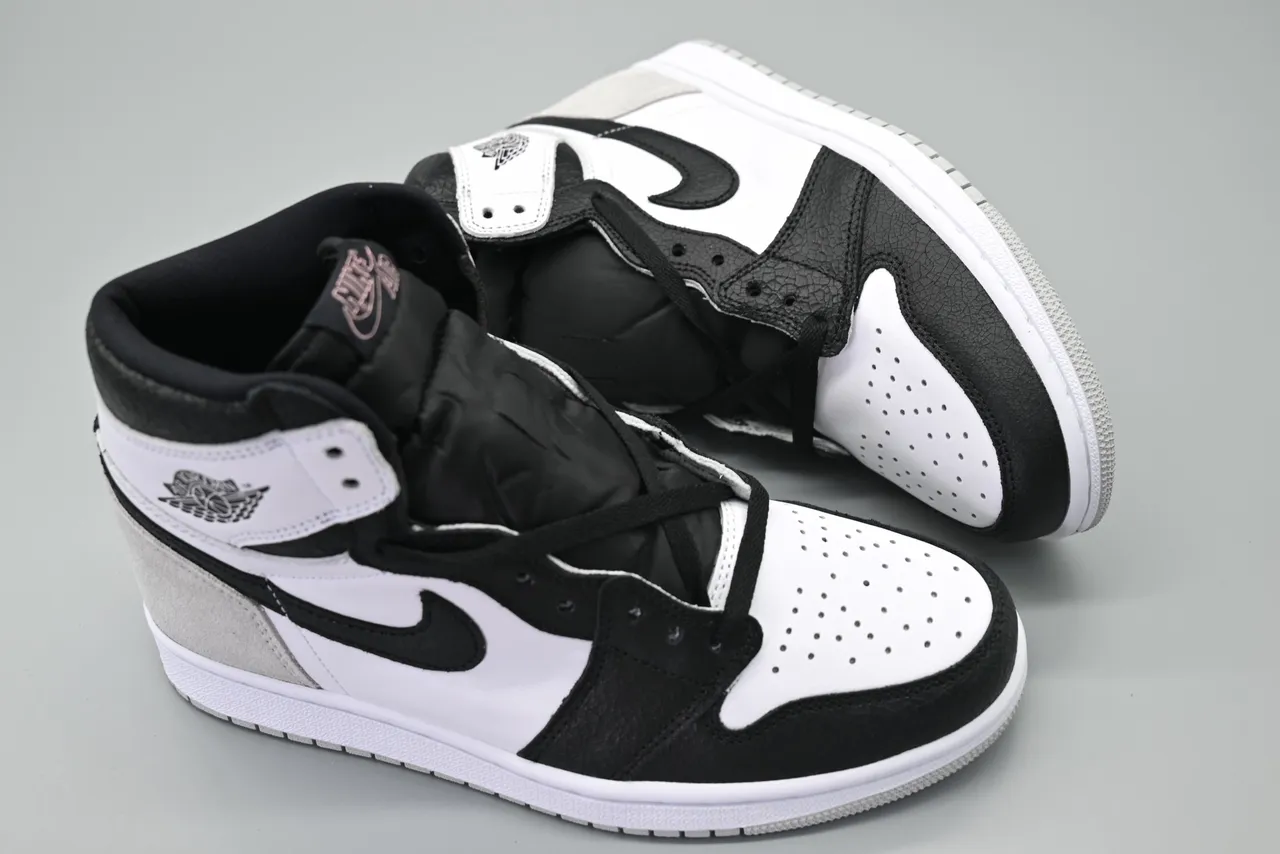 Air Jordan 1 सफेद काला हाई-टॉप लेदर-स्वेड मिक्स बास्केटबॉल जूते 9