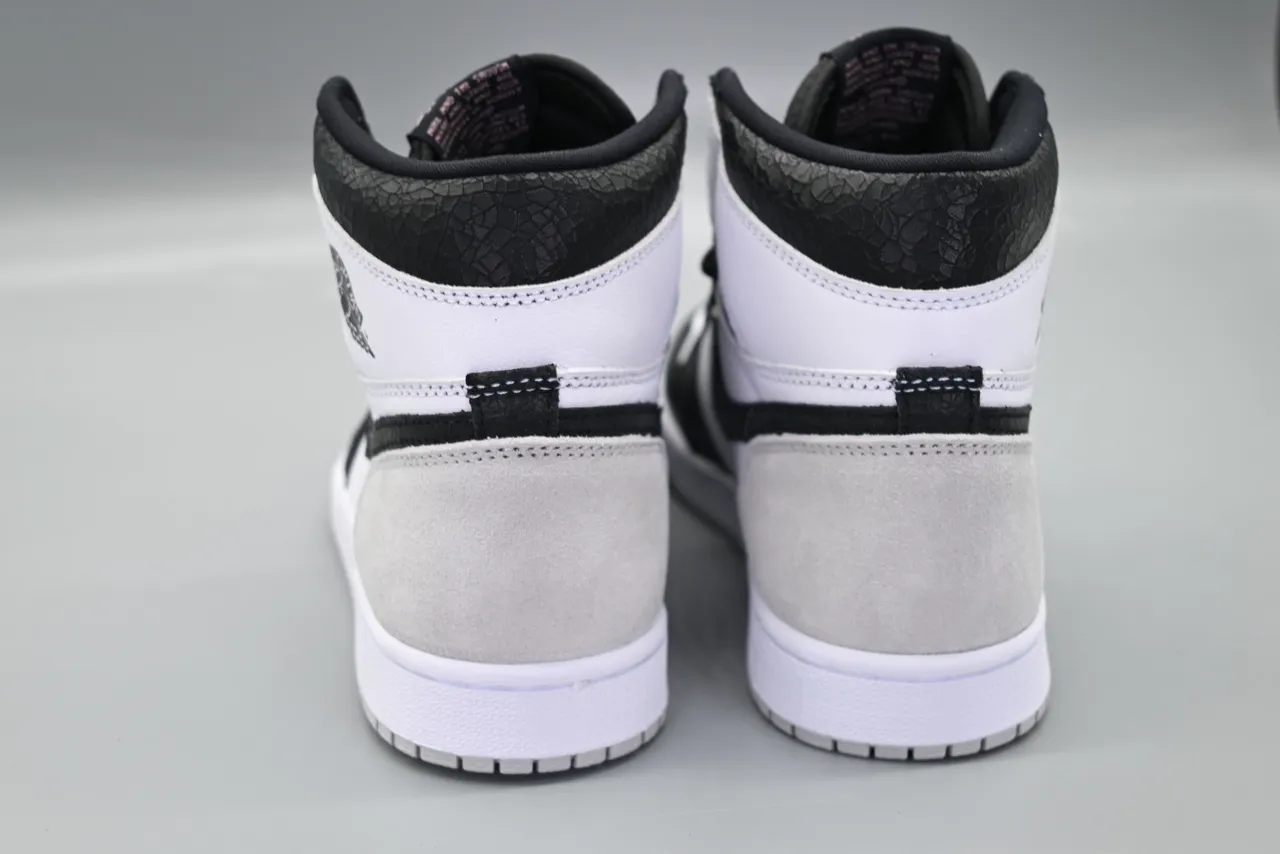 Air Jordan 1 सफेद काला हाई-टॉप लेदर-स्वेड मिक्स बास्केटबॉल जूते 6
