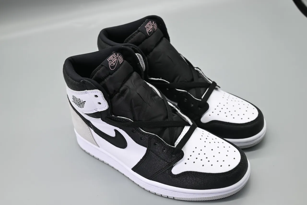 Air Jordan 1 सफेद काला हाई-टॉप लेदर-स्वेड मिक्स बास्केटबॉल जूते 10