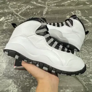 Zapatillas de baloncesto Air Jordan 10 blanco negro plateado con cordones