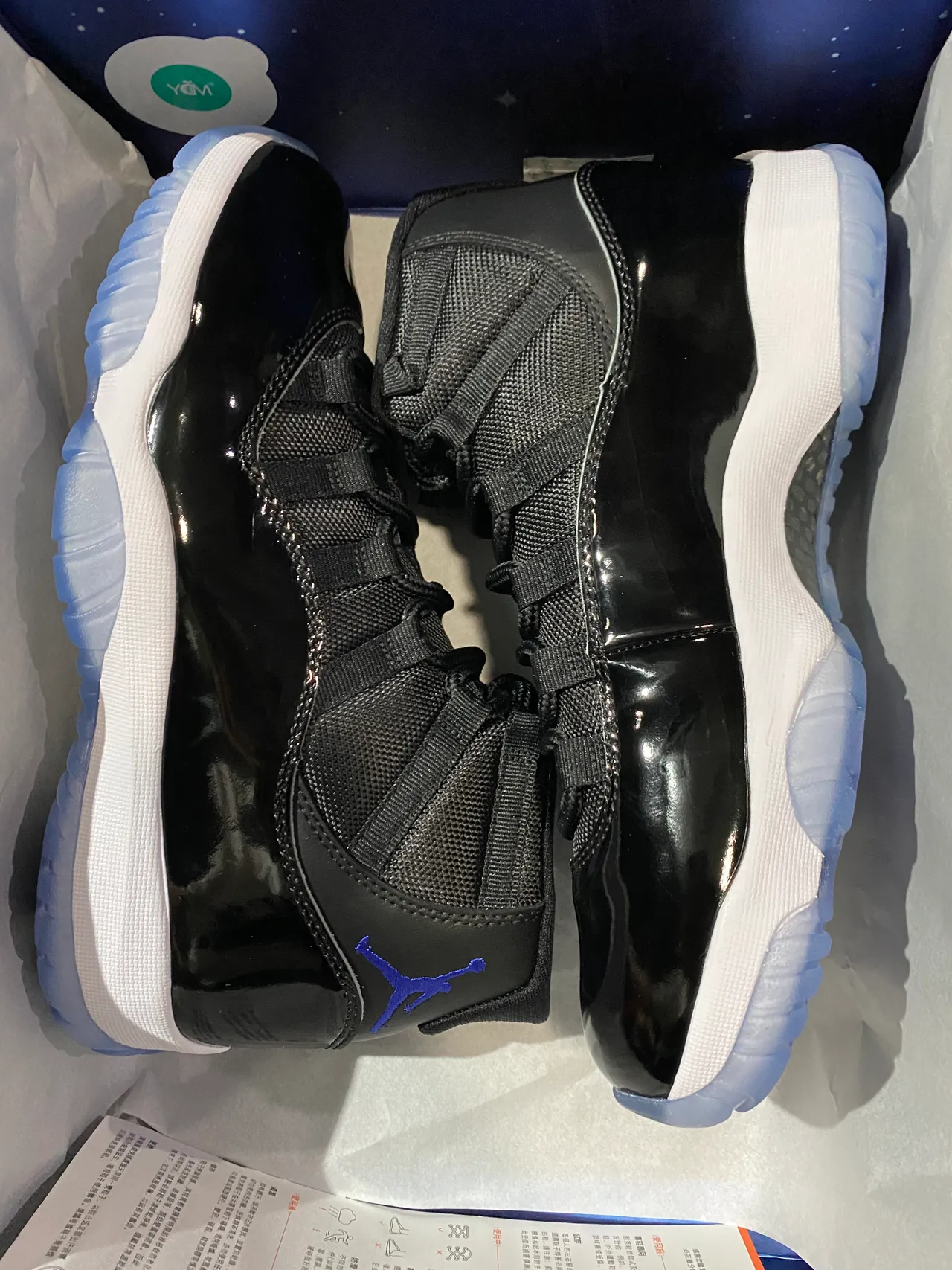 Tênis de basquete Air Jordan 11 preto brilhante branco azul gelo 8