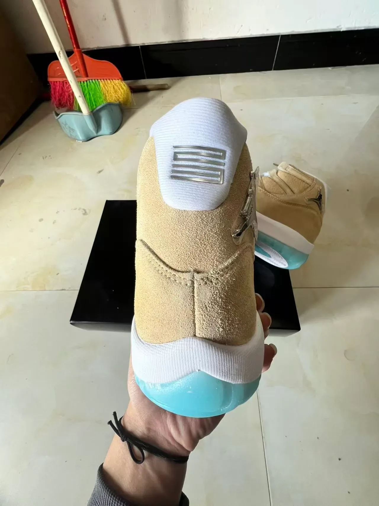 Air Jordan 11 Tan and Ice Blue Basketball Shoes 8