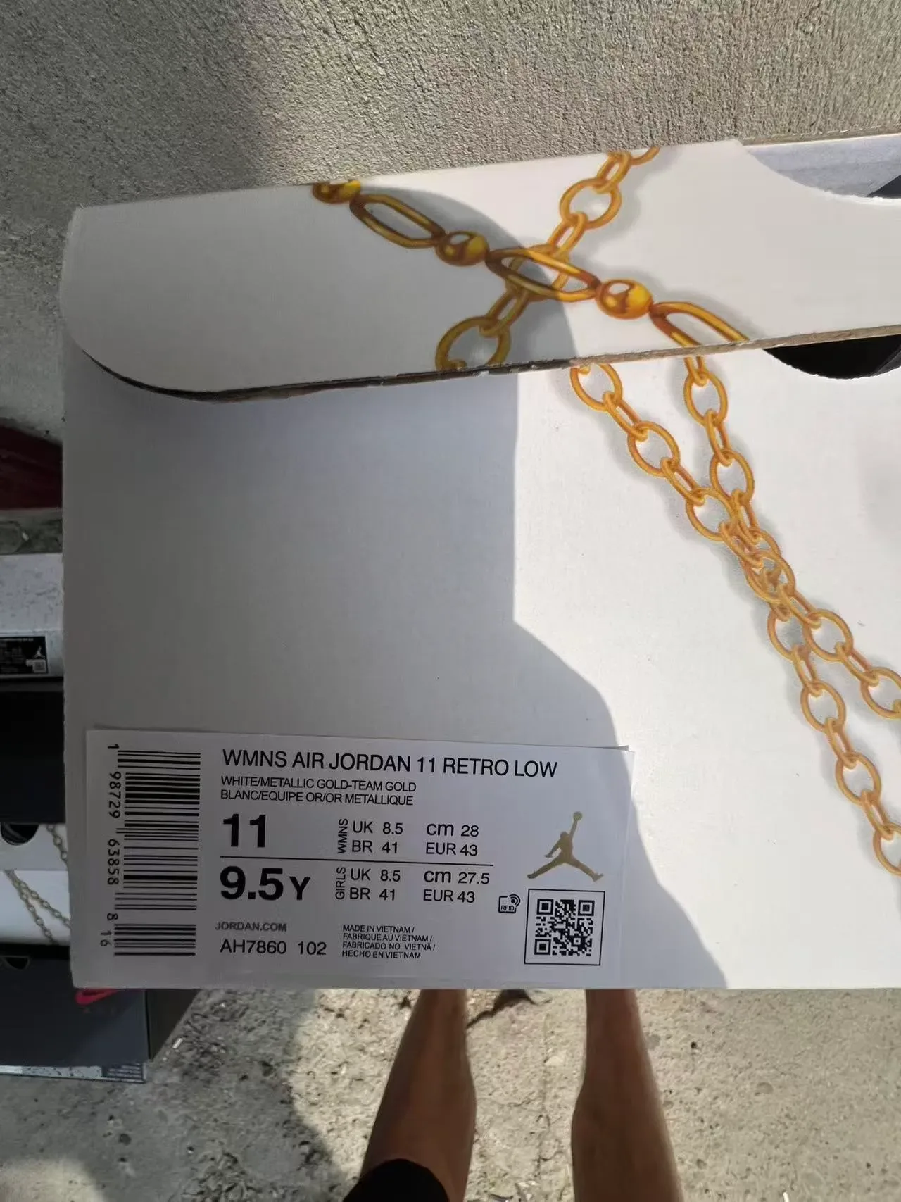 Air Jordan 11 White and Gold Patent Leather Basketball Shoes 10