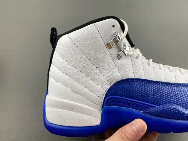Air Jordan 12 Zapatos de Baloncesto Blanco y Azul Rey 2