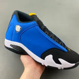 Tênis de basquete Air Jordan 14 azul royal preto branco