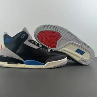 Air Jordan 3 أحذية كرة السلة أسود رمادي أزرق أحمر