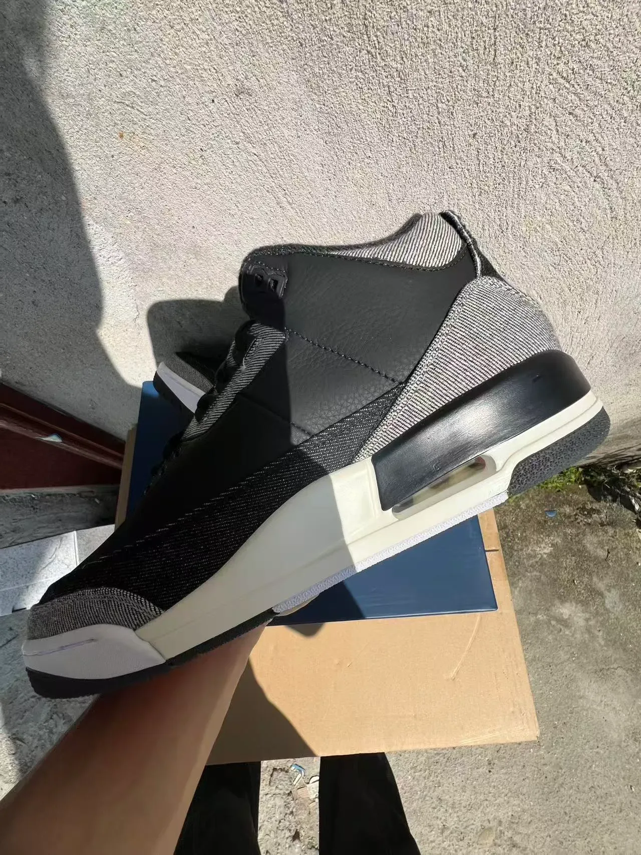 Air Jordan 3 Negro Gris Impresión Elefante Zapatos de Baloncesto 5