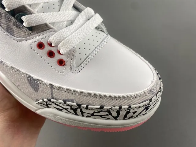 Tênis de basquete Air Jordan 3 Elephant Print branco e rosa 2