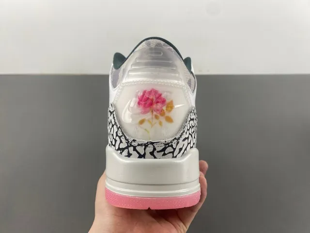 Tênis de basquete Air Jordan 3 Elephant Print branco e rosa 4
