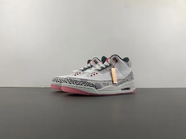 Tênis de basquete Air Jordan 3 Elephant Print branco e rosa 10