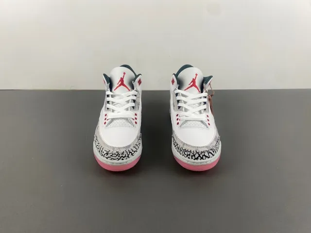 Tênis de basquete Air Jordan 3 Elephant Print branco e rosa 11