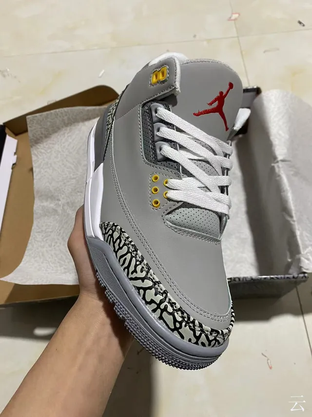 Air Jordan 3 ধূসর এলিফ্যান্ট প্রিন্ট বাস্কেটবল জুতো 2