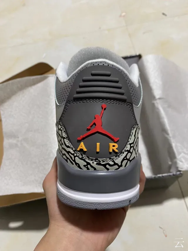Air Jordan 3 ধূসর এলিফ্যান্ট প্রিন্ট বাস্কেটবল জুতো 6