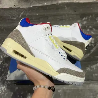 Air Jordan 3 白米色大象印花篮球鞋