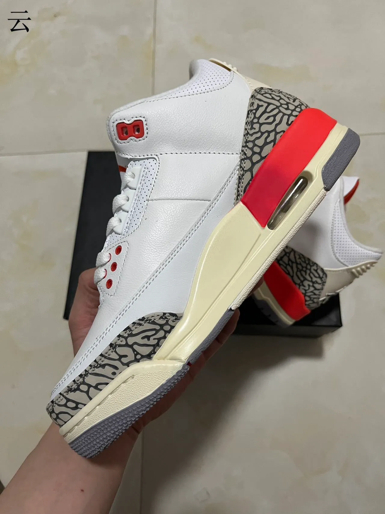 Tênis de basquete Air Jordan 3 White Cement vermelho 5
