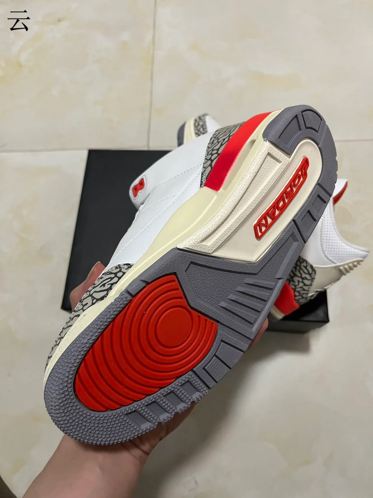 Tênis de basquete Air Jordan 3 White Cement vermelho 6