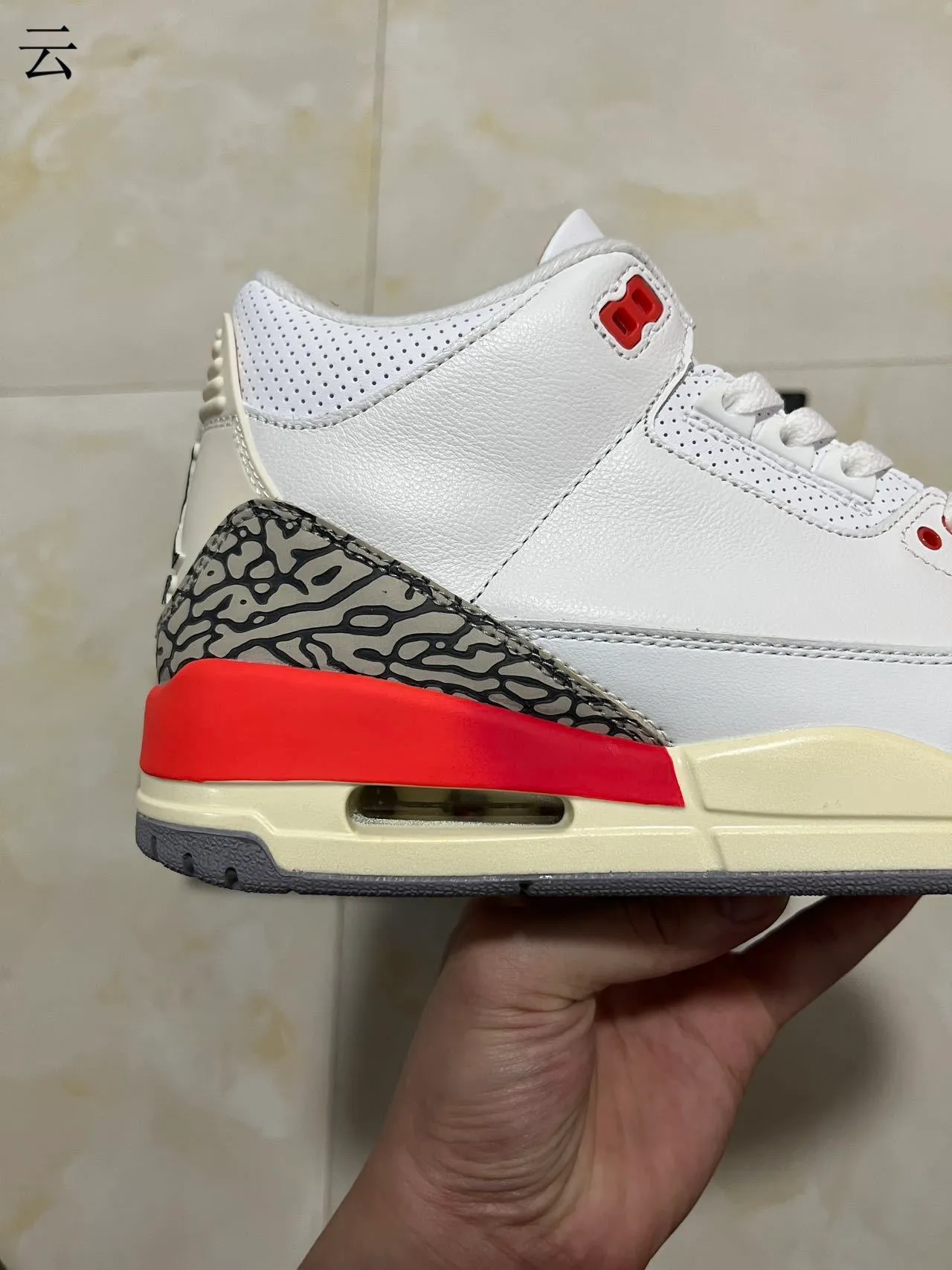 Tênis de basquete Air Jordan 3 White Cement vermelho 7