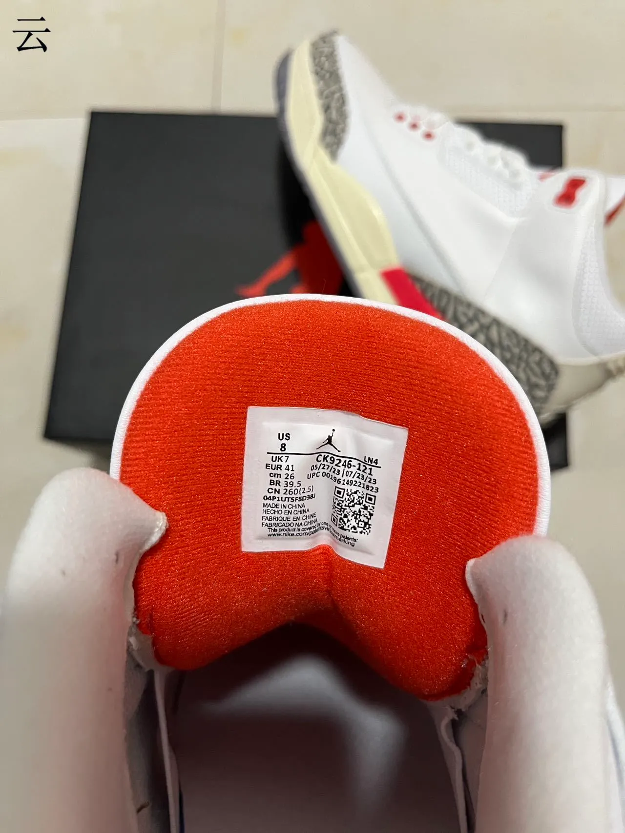 Tênis de basquete Air Jordan 3 White Cement vermelho 9