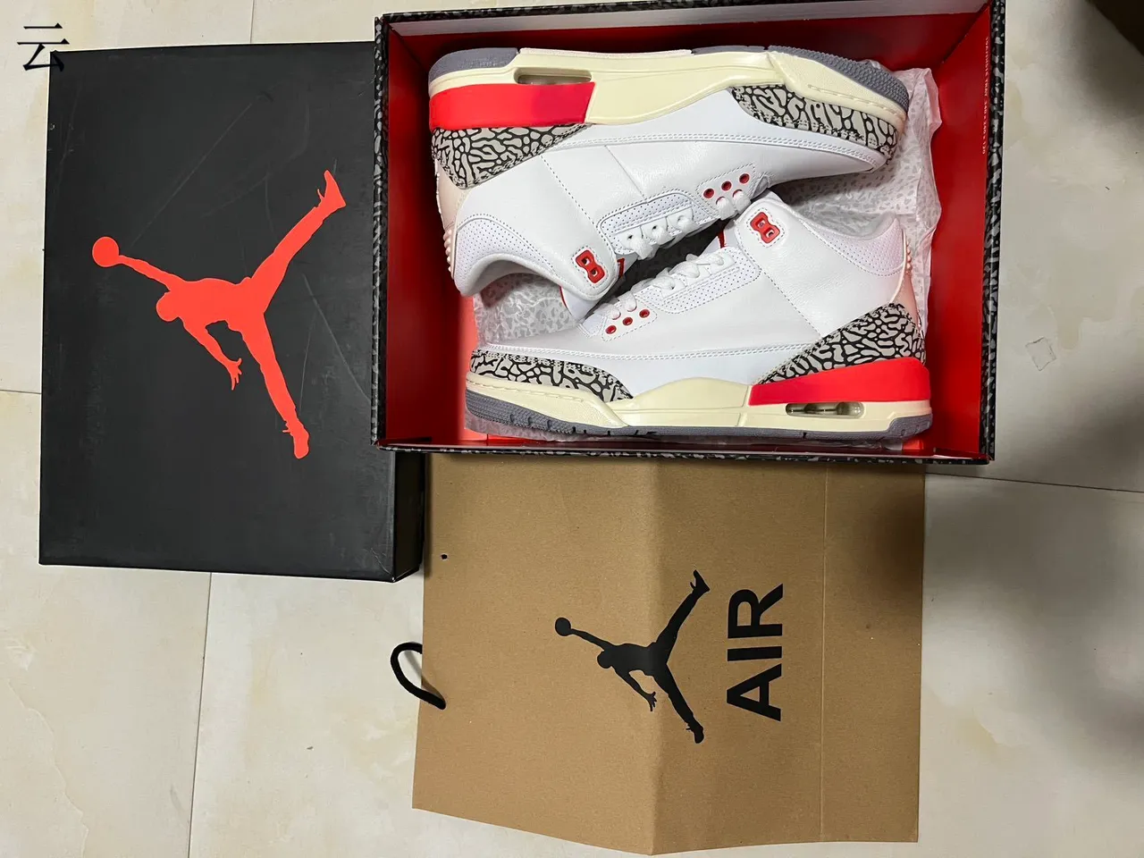 Tênis de basquete Air Jordan 3 White Cement vermelho 12