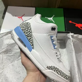 Air Jordan 3 সাদা হালকা নীল এলিফ্যান্ট প্রিন্ট বাস্কেটবল জুতো