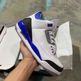 Air Jordan 3 白色皇家蓝色大象印花篮球鞋