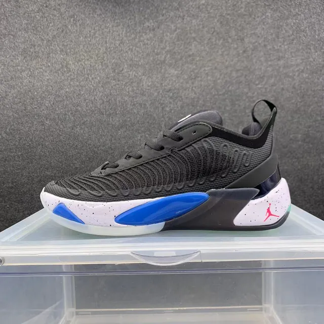 Air Jordan 37 Black Blue Knit Upper Sculpted Midsole Basketball Shoes 2