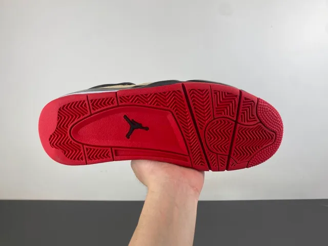 Air Jordan 4 বেইজ কালো লাল বাস্কেটবল জুতা 9