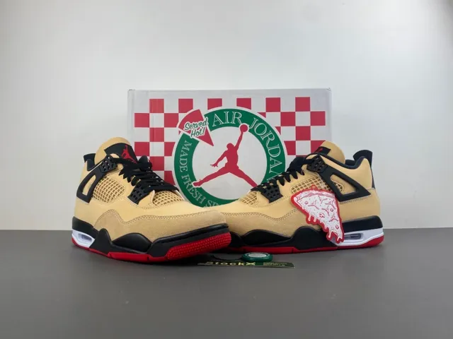Air Jordan 4 বেইজ কালো লাল বাস্কেটবল জুতা 13