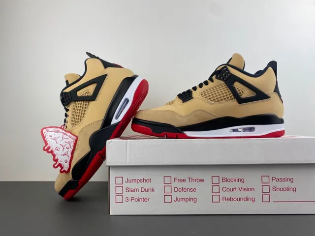 Air Jordan 4 বেইজ কালো লাল বাস্কেটবল জুতা 14