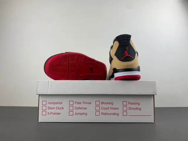 Air Jordan 4 বেইজ কালো লাল বাস্কেটবল জুতা 16
