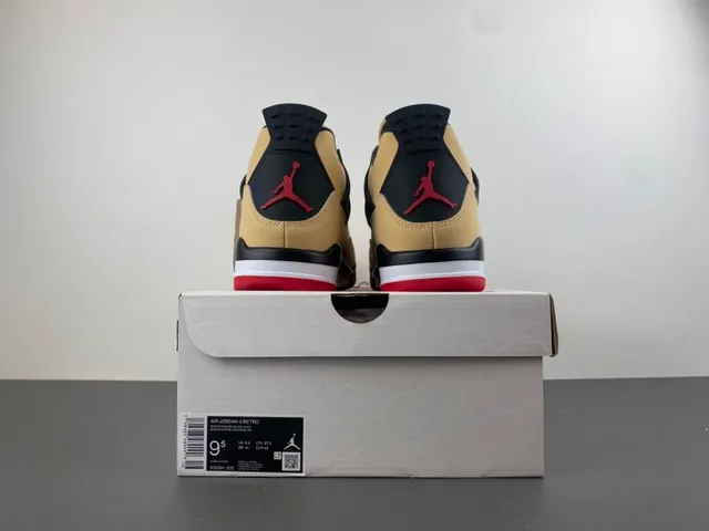 Air Jordan 4 বেইজ কালো লাল বাস্কেটবল জুতা 17