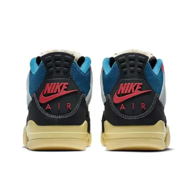 Chaussures de basketball Air Jordan 4 noir bleu rouge semelle gomme 3