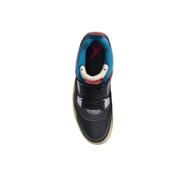 Chaussures de basketball Air Jordan 4 noir bleu rouge semelle gomme 4