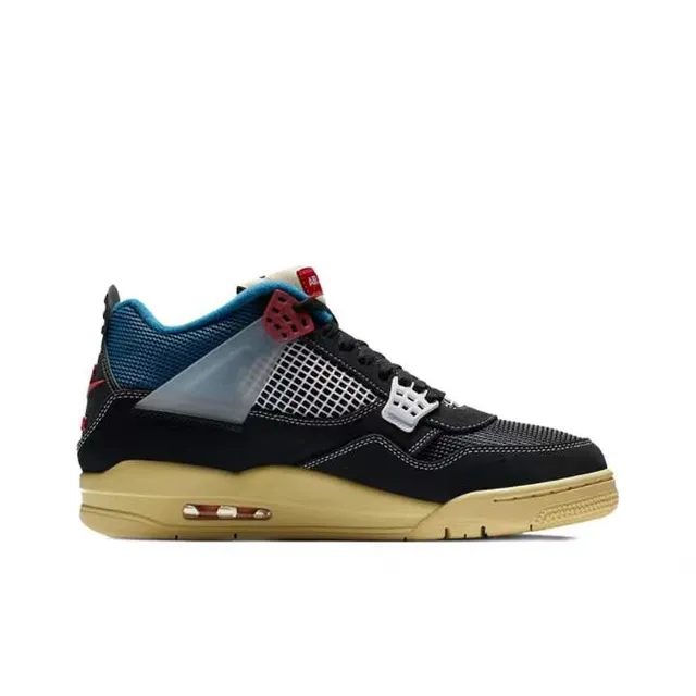 Chaussures de basketball Air Jordan 4 noir bleu rouge semelle gomme 6