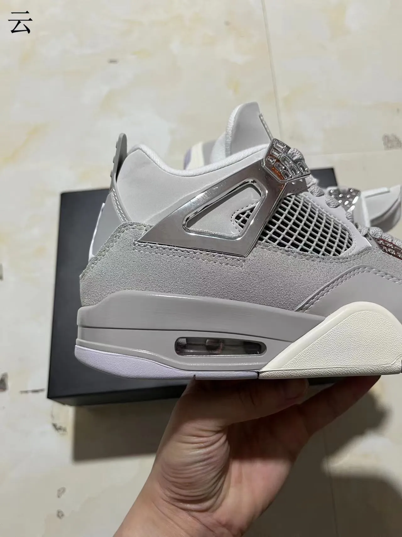Zapatillas de baloncesto de caña alta Air Jordan 4 de ante y material sintético gris 7