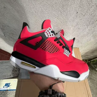 Air Jordan 4 লাল কালো সাদা বাস্কেটবল জুতো