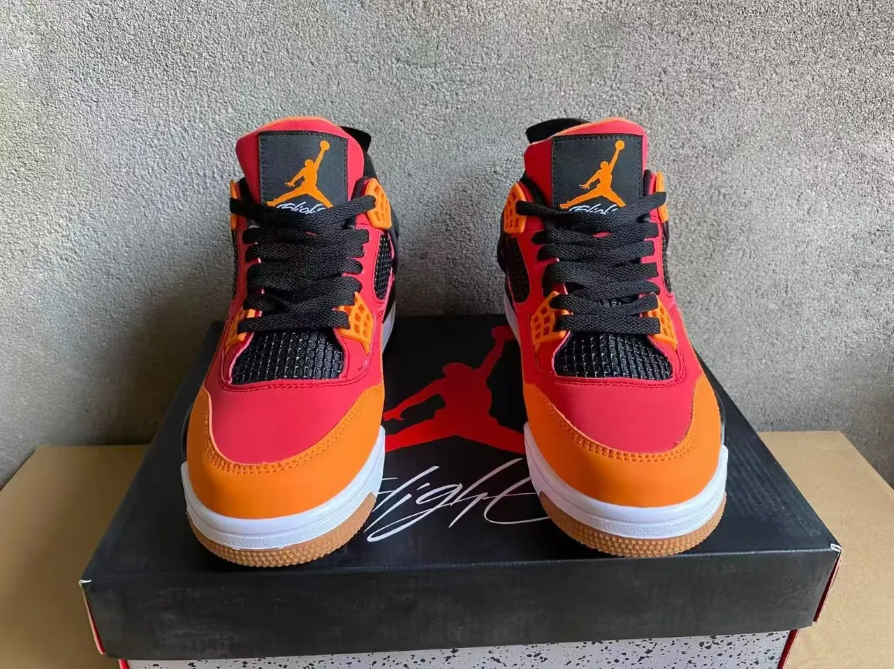 حذاء كرة السلة Air Jordan 4 أحمر برتقالي أسود 3