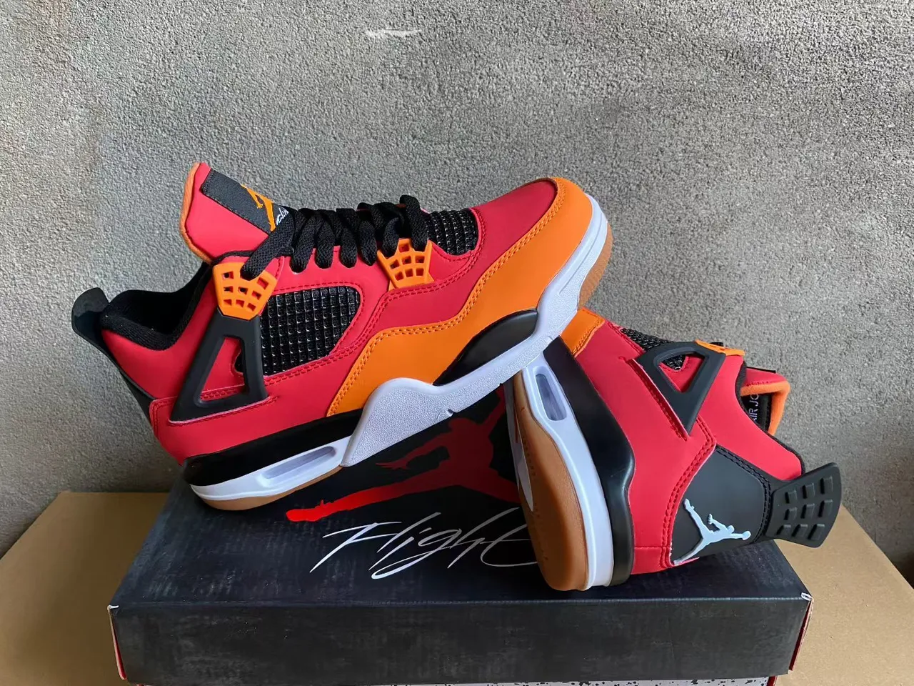 حذاء كرة السلة Air Jordan 4 أحمر برتقالي أسود 6