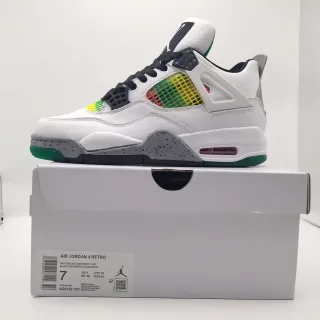 Air Jordan 4 Retro সাদা কালো ইউনিভার্সিটি রেড সবুজ বাস্কেটবল জুতো