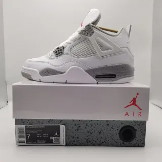 Air Jordan 4 Retro Branco/Cinza Tecnologia/Preto-Vermelho Fogo Tênis de basquete
