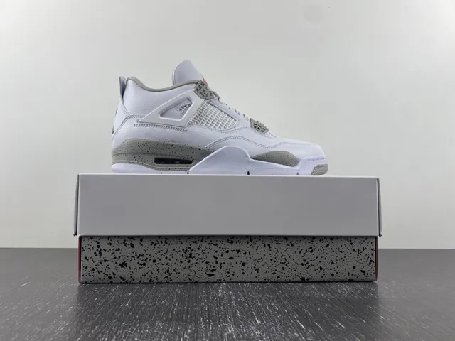 Tênis de basquete Air Jordan 4 branco cinza vermelho 8