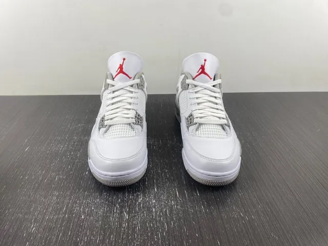 Tênis de basquete Air Jordan 4 branco cinza vermelho 10