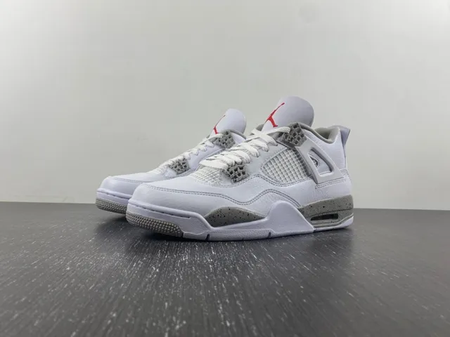 Tênis de basquete Air Jordan 4 branco cinza vermelho 11