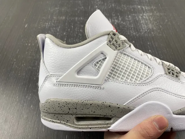Tênis de basquete Air Jordan 4 branco cinza vermelho 14