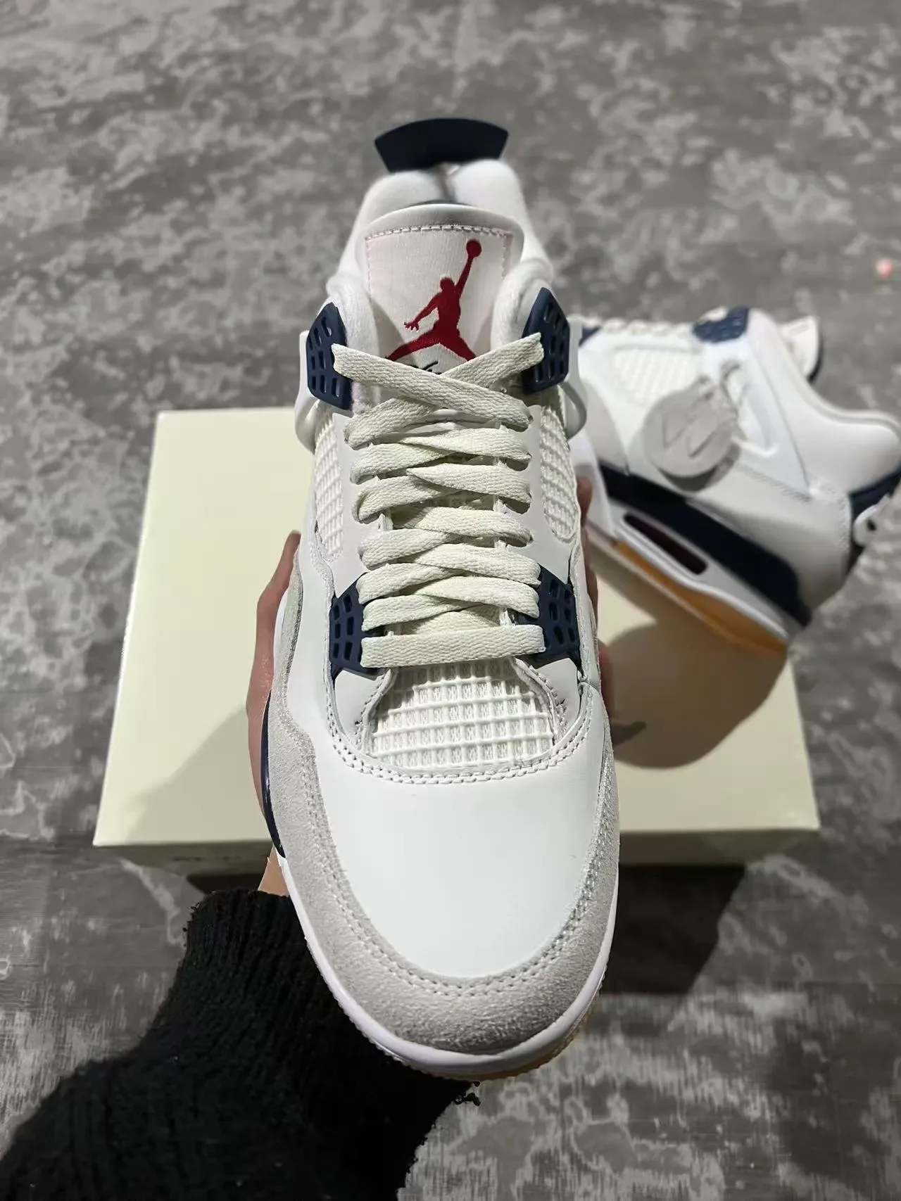 إير جوردان 4 White Navy Gum أحذية كرة السلة 3