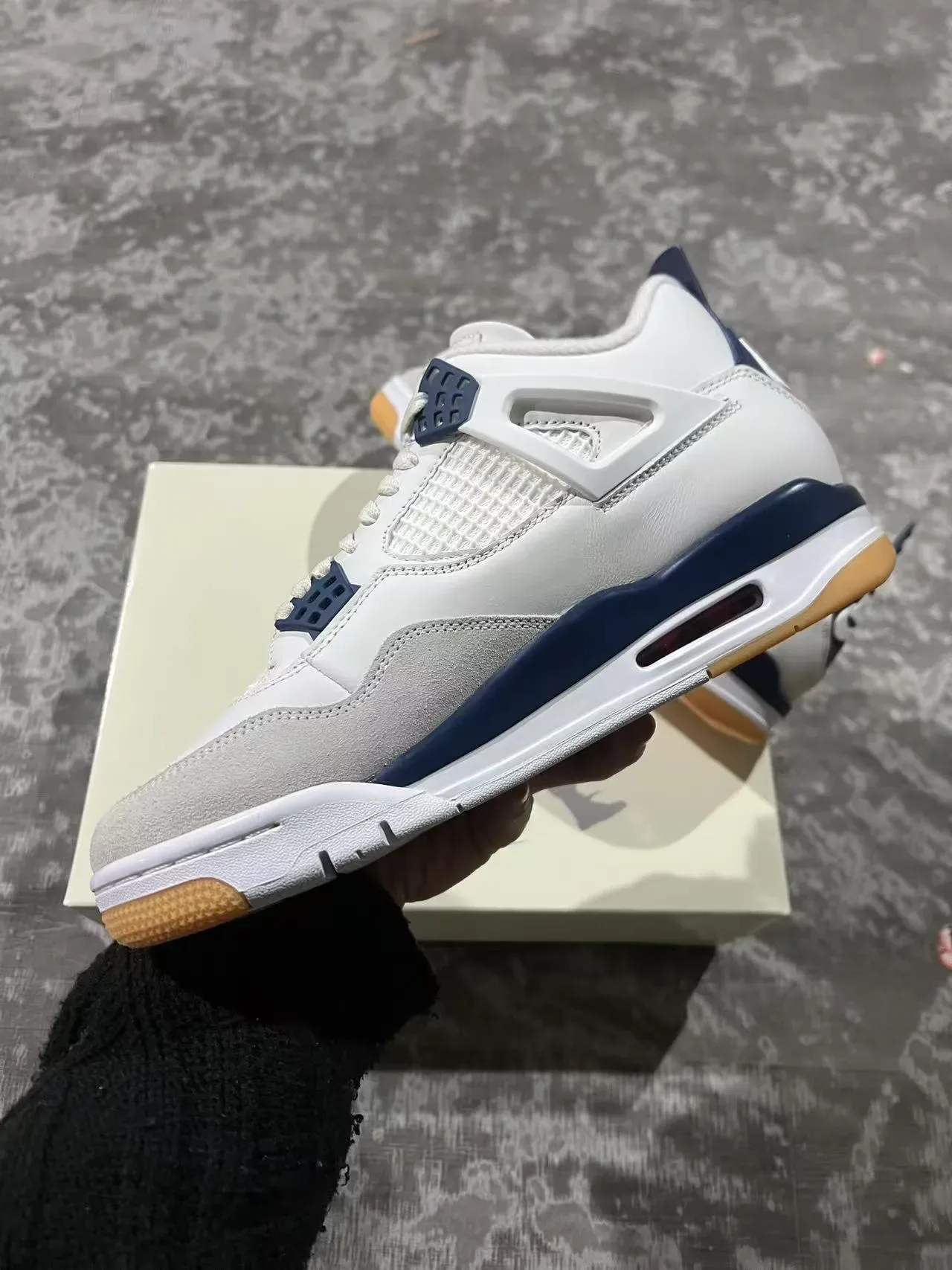 إير جوردان 4 White Navy Gum أحذية كرة السلة 5