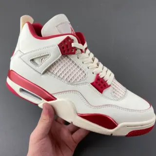 Air Jordan 4 सफेद लाल बास्केटबॉल जूते